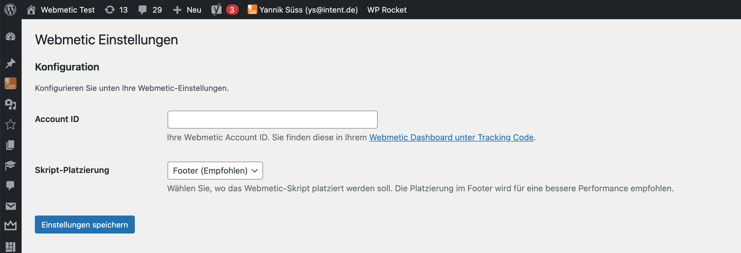 Webmetic WordPress Einstellungen